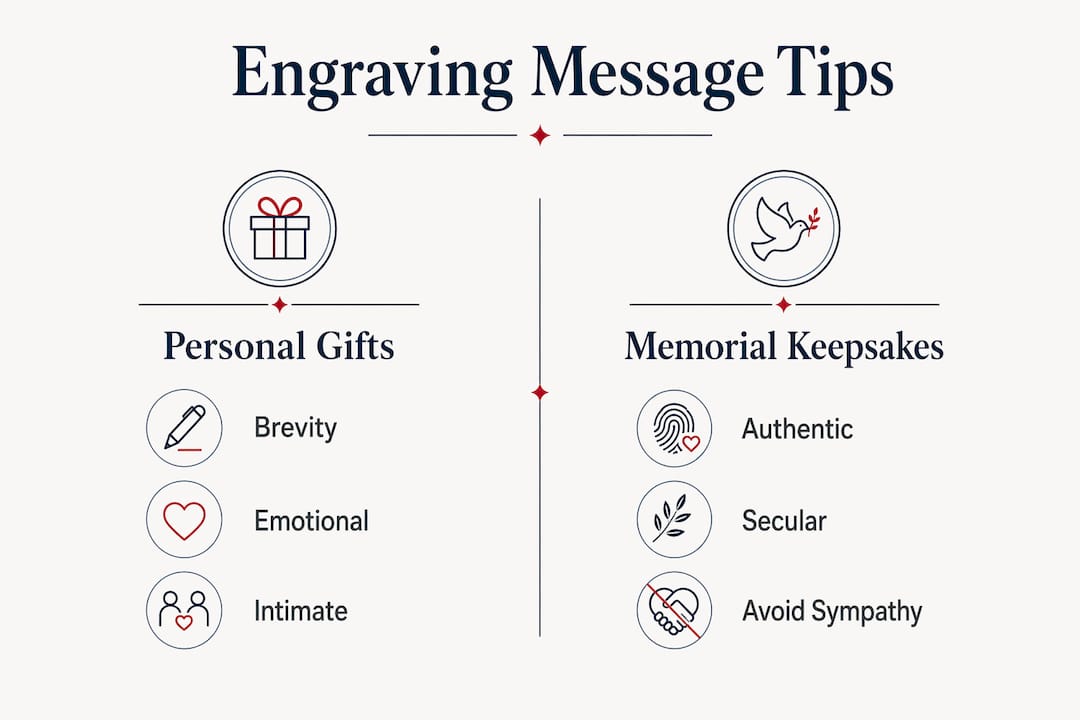 Infographic comparing personal and memorial engraved message tips