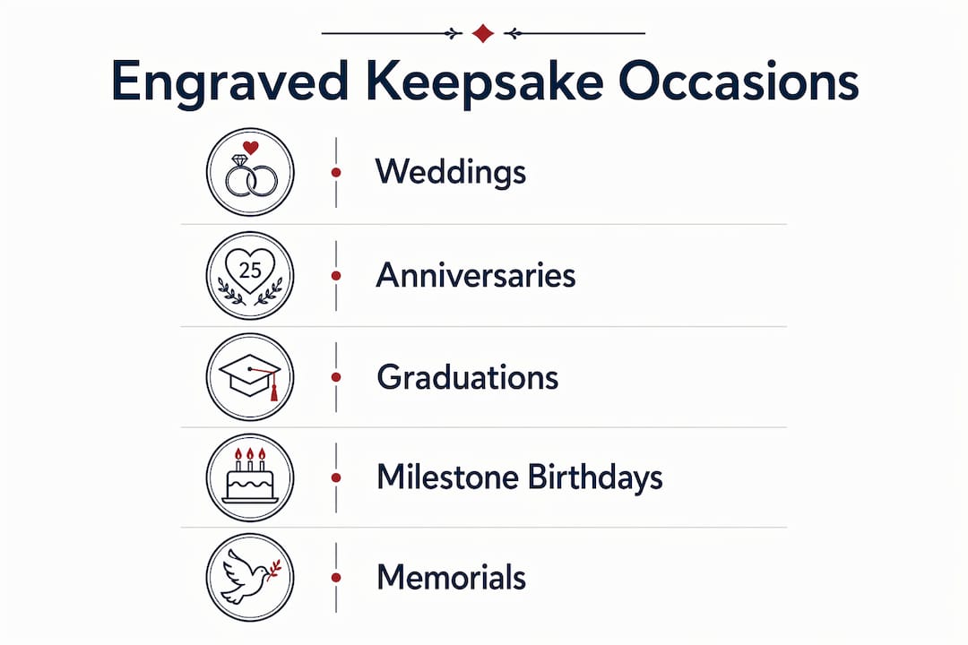 Infographic showing occasions suited for engraved keepsakes
