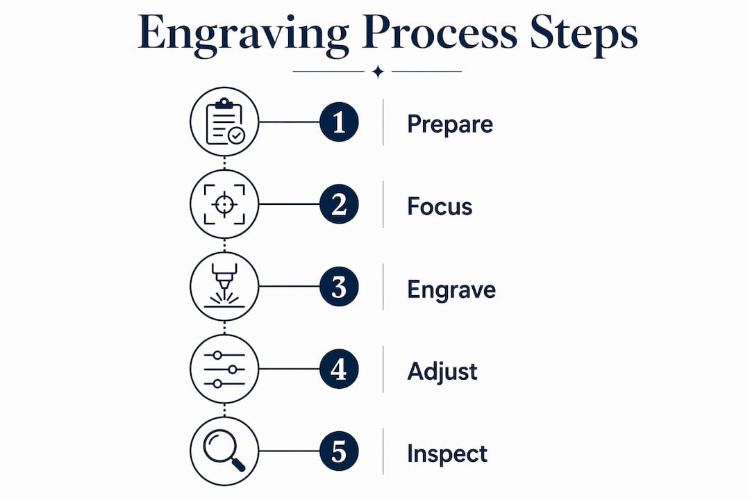 Infographic illustrating precision laser engraving steps
