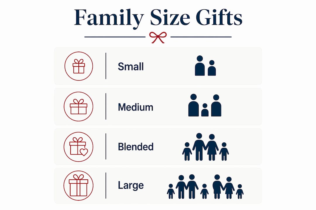 Infographic illustrating appropriate gift scales by family size