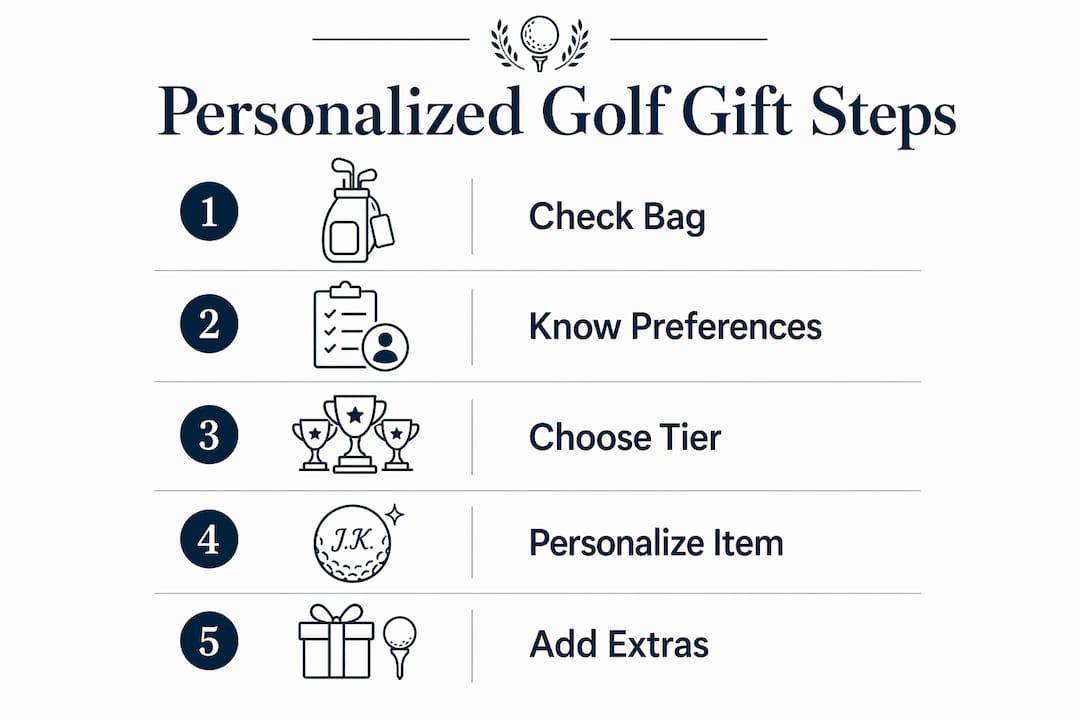Infographic illustrating steps to choose personalized golf gifts