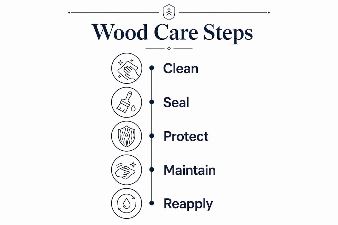 Infographic showing key steps for protecting laser engraved wood