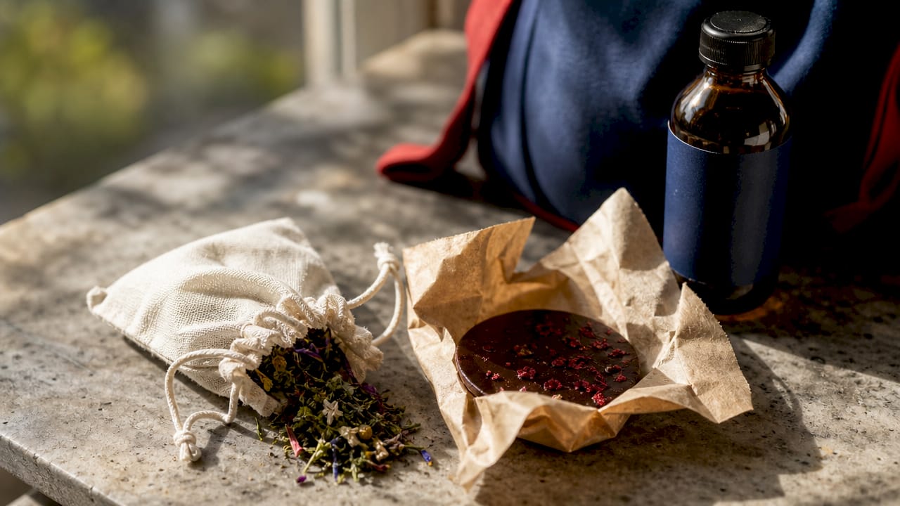 Close-up of artisanal consumable groomsmen gifts