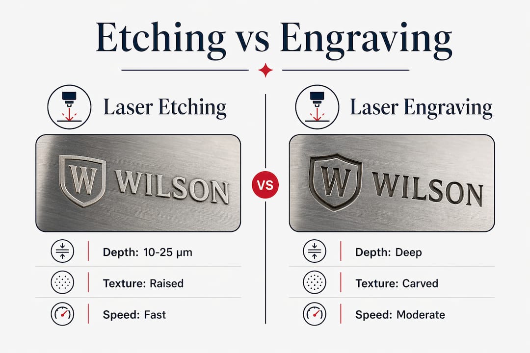 Infographic comparing laser etching and engraving
