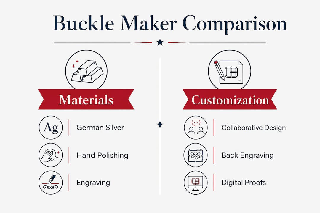 Infographic comparing material and customization features