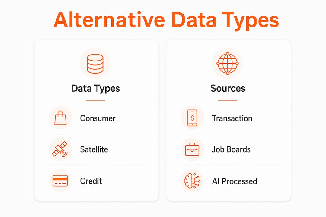 Infographic showing types and sources of alternative data