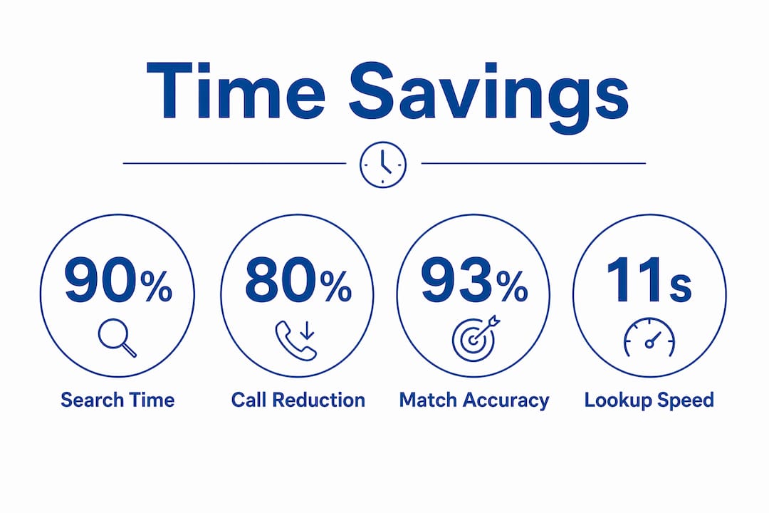 Infographic showing vehicle finding service benefits with key stats