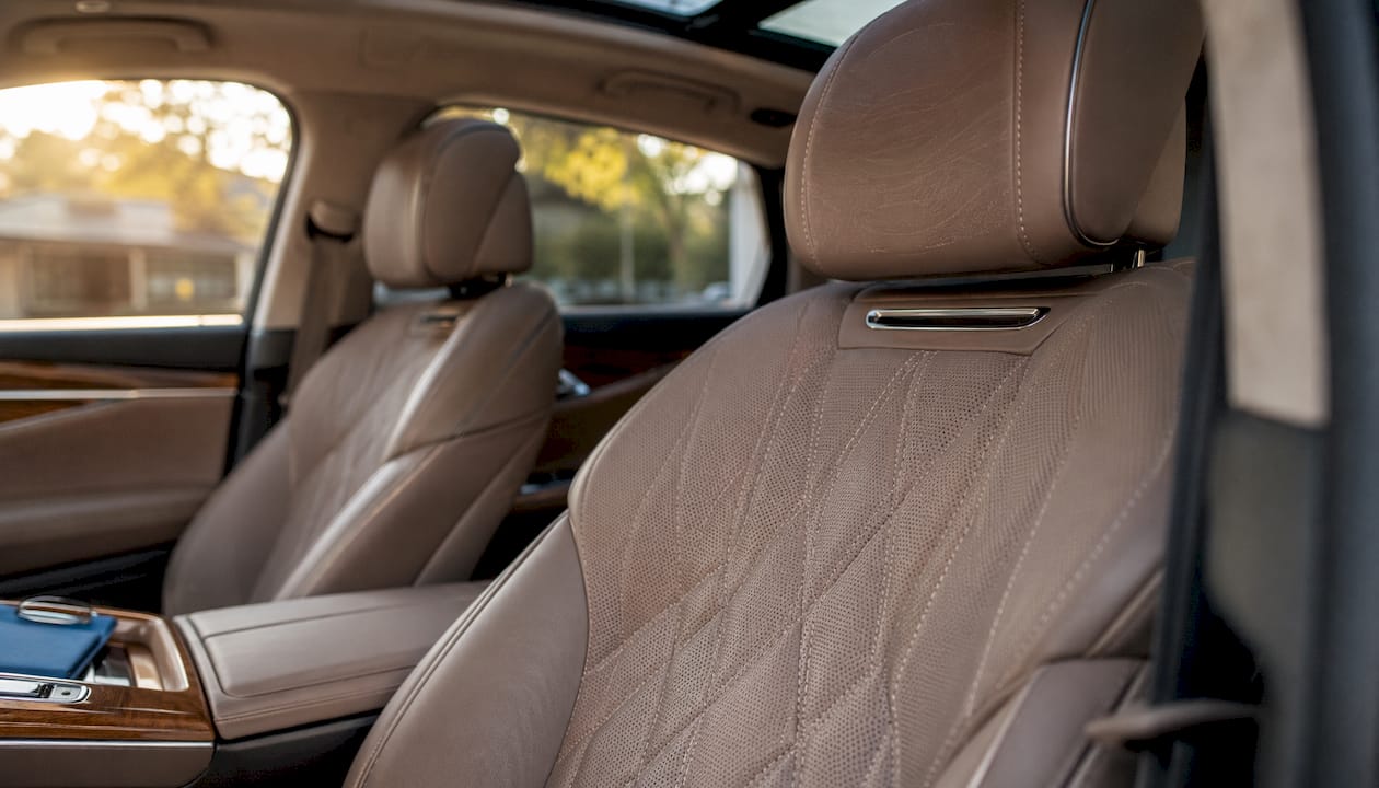 Close-up of premium luxury car leather interior
