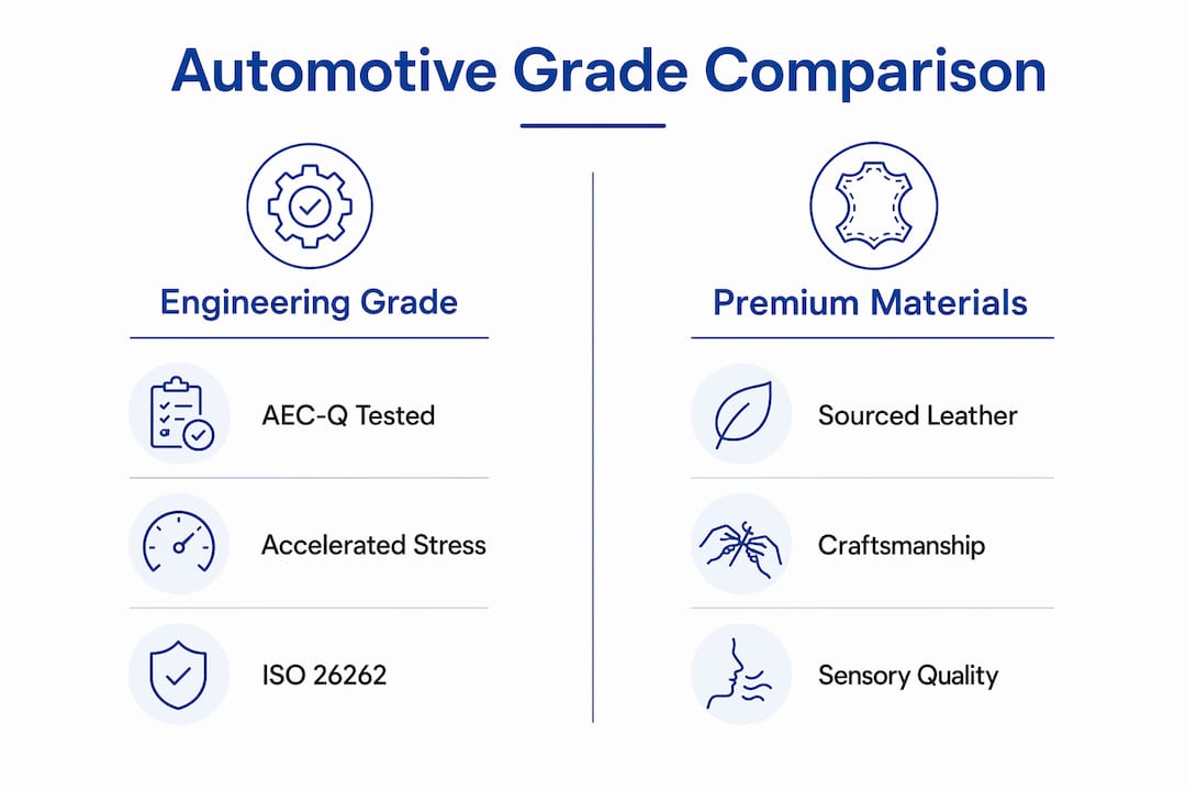 Infographic comparing engineering grade and premium materials