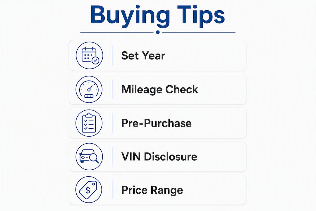 Infographic with Lincoln Town Car buying tips steps