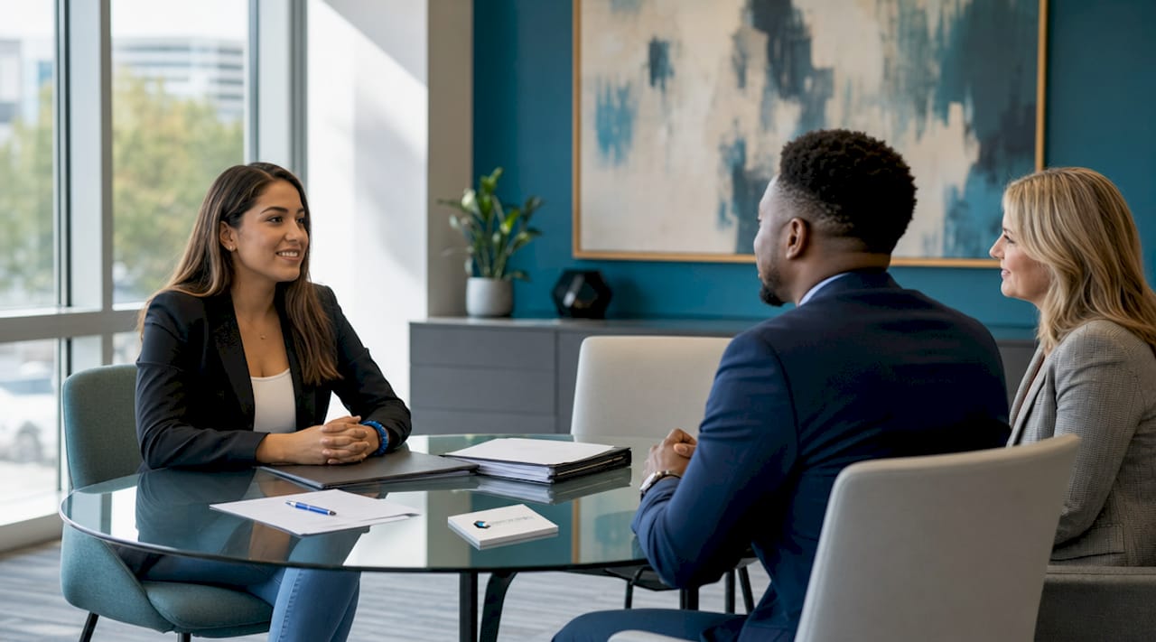Sales candidate interview in corporate office