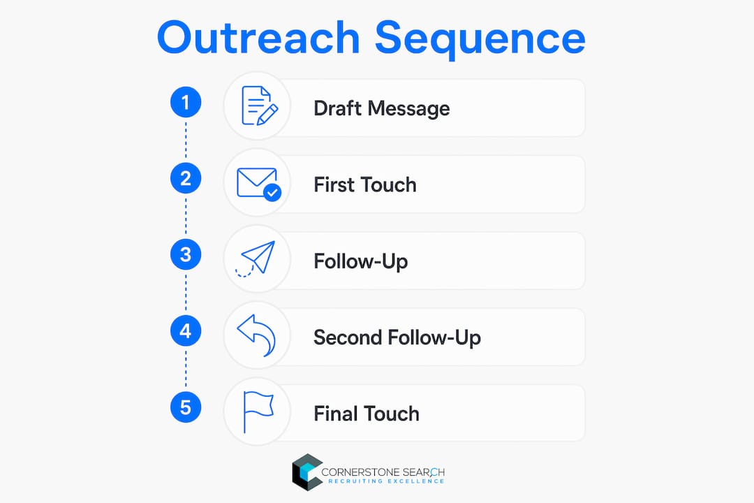 Infographic outlining outreach sequence steps