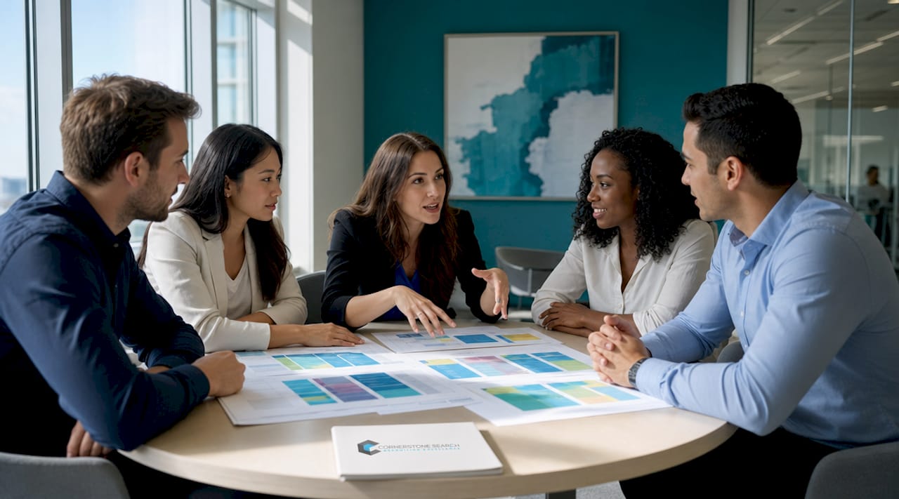 Leadership team discussing succession risk