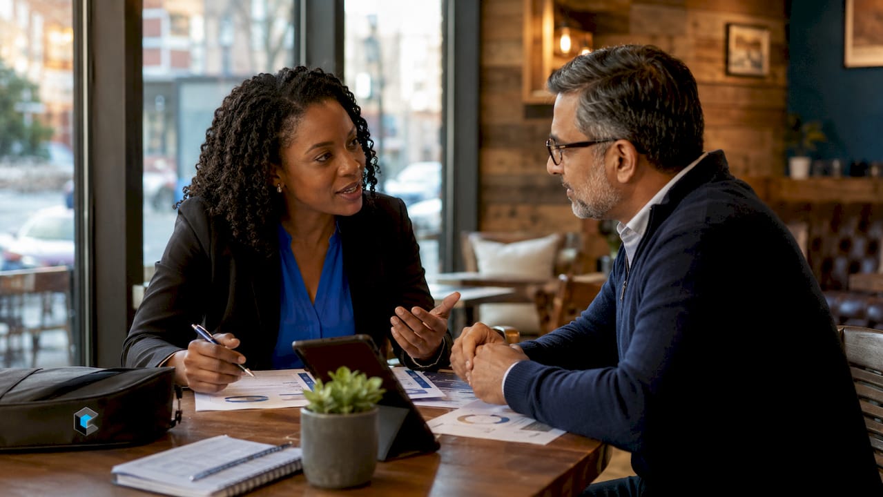 Consultants discussing sales hiring strategy