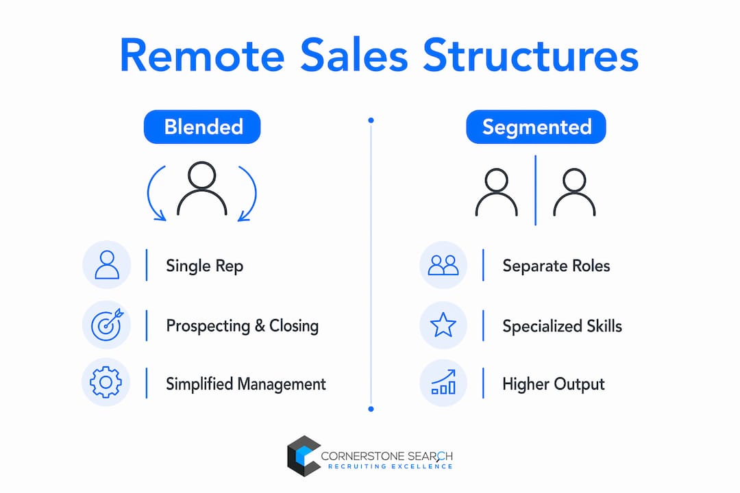 Infographic comparing blended and segmented sales structures
