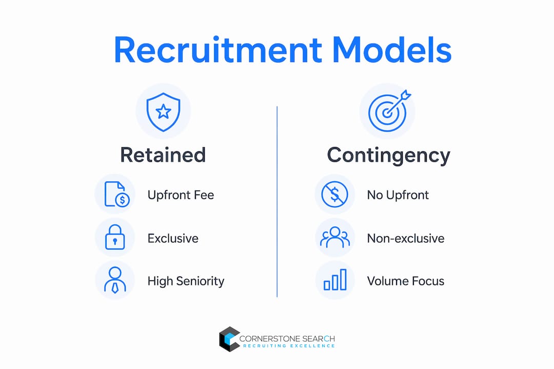 Infographic comparing retained and contingency recruitment models