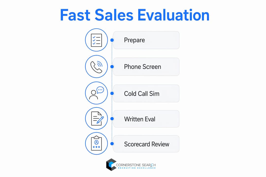 Infographic showing fast sales candidate evaluation steps