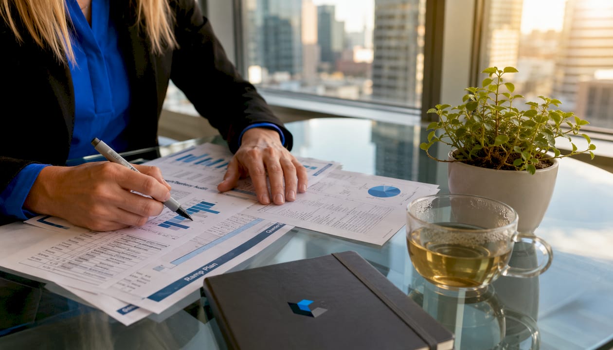 Hands reviewing sales territory documents