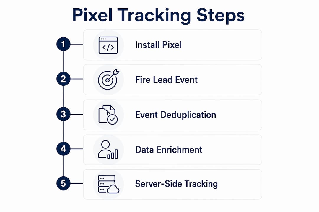 Infographic illustrating pixel tracking process steps