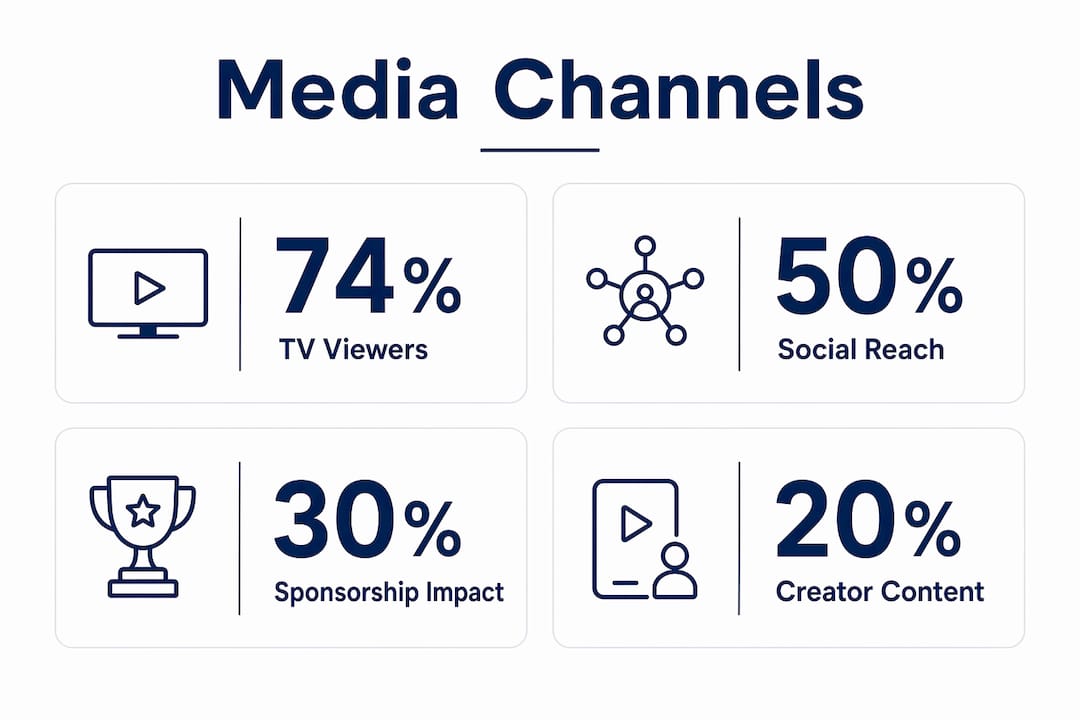 Infographic showing key media channel stats for brand visibility