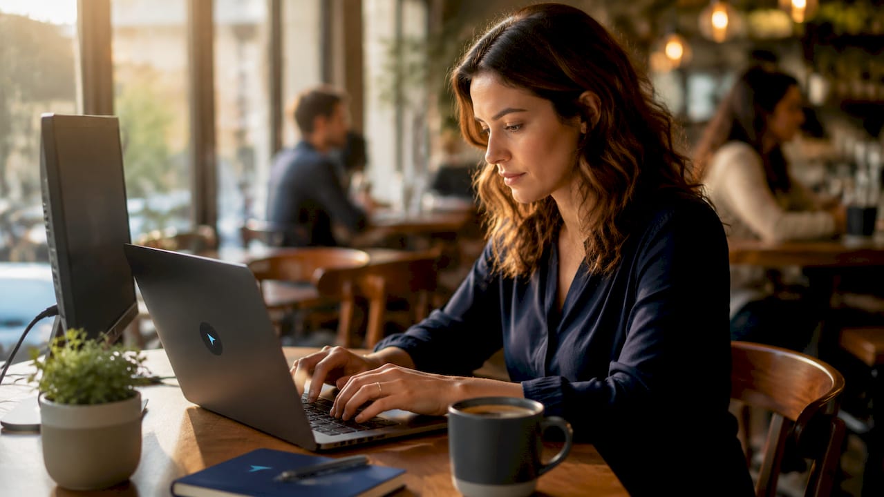 Woman working on laptop optimizing Google Business Profile