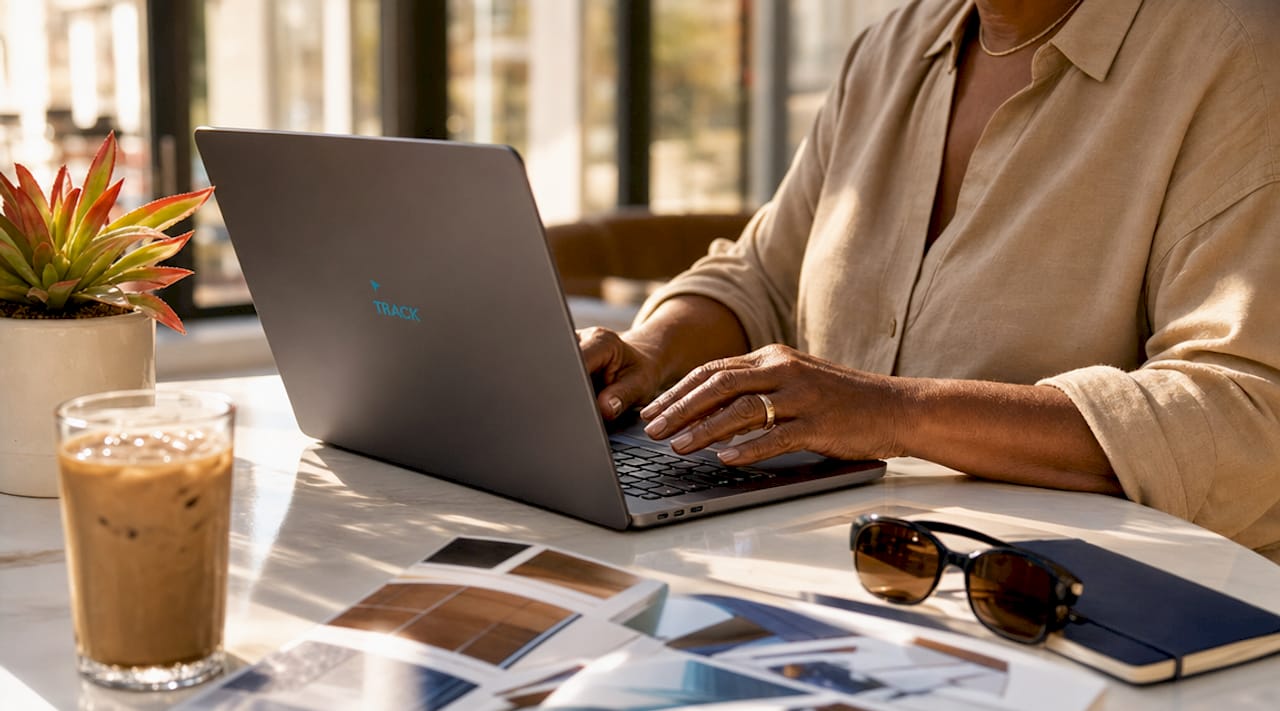 Hands navigating lead platform on laptop