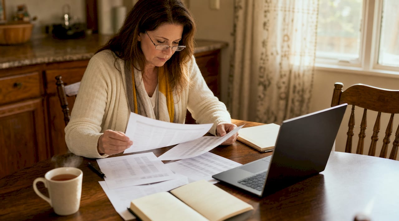 Woman reviewing funeral home price checklists