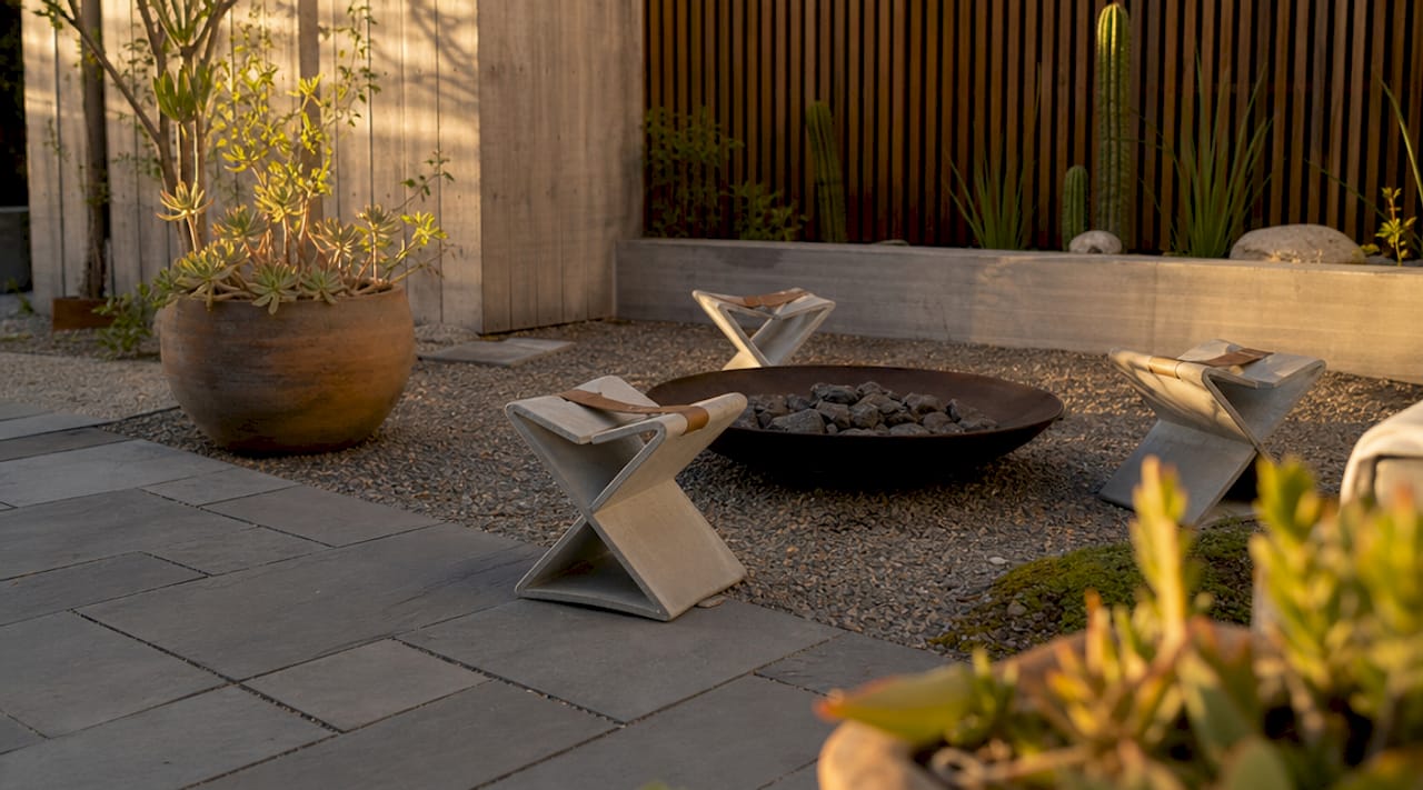 Modern minimalist backyard design area outdoors