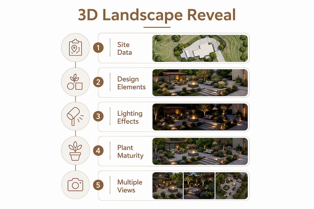 Infographic showing key stages in 3D landscape rendering