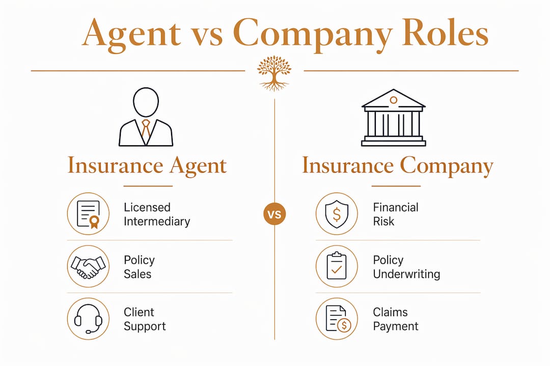 Infographic comparing insurance agent and company roles