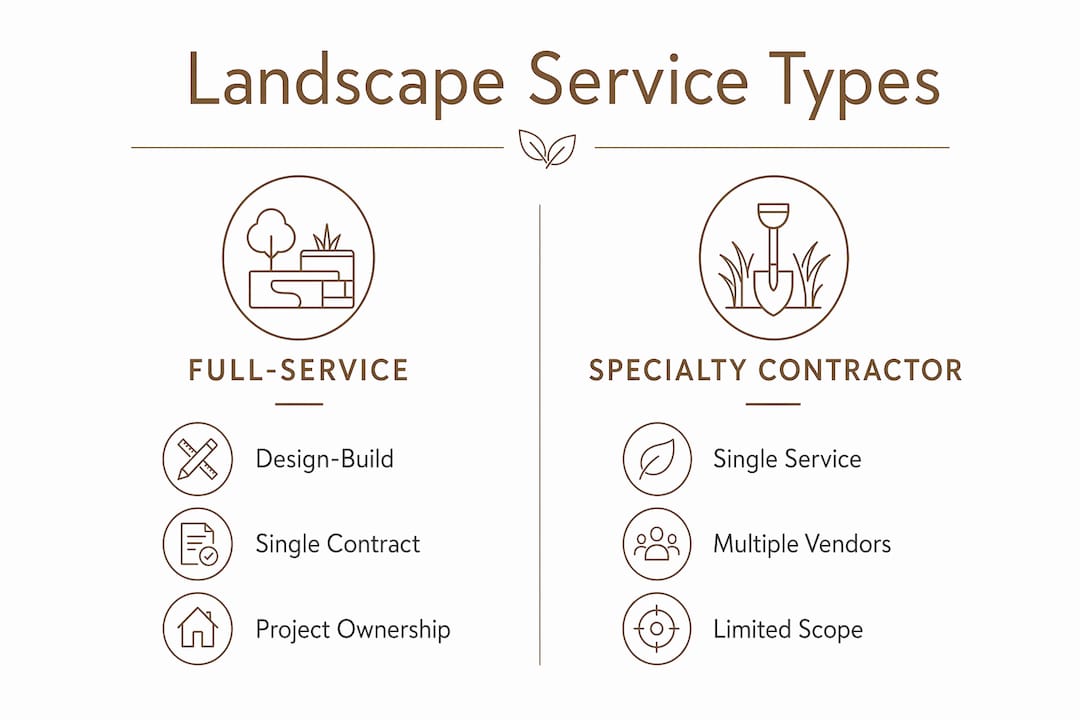 Infographic comparing full-service and specialty landscaping companies