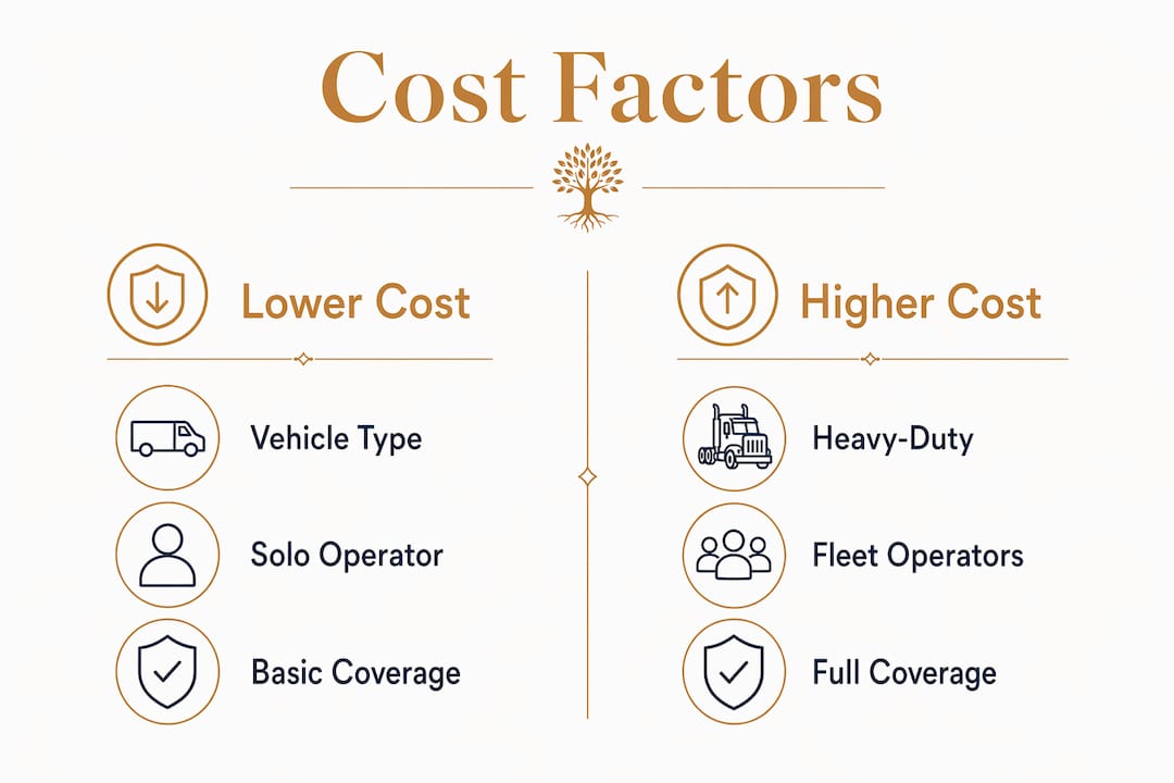 Infographic comparing commercial auto insurance cost factors