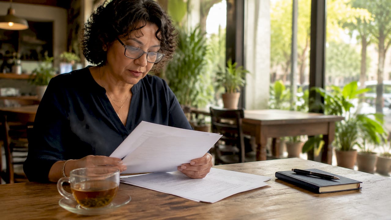 Woman reviewing solar contractor licensing papers