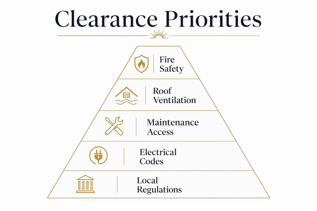 Infographic showing hierarchy of solar panel roof clearance priorities