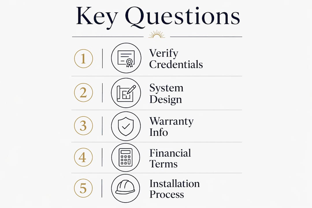 Infographic listing key questions for solar installers