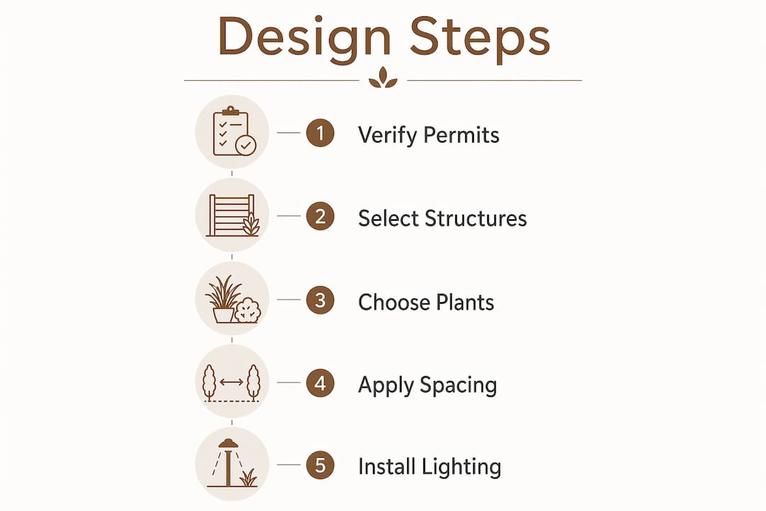 Infographic outlining backyard privacy landscaping steps