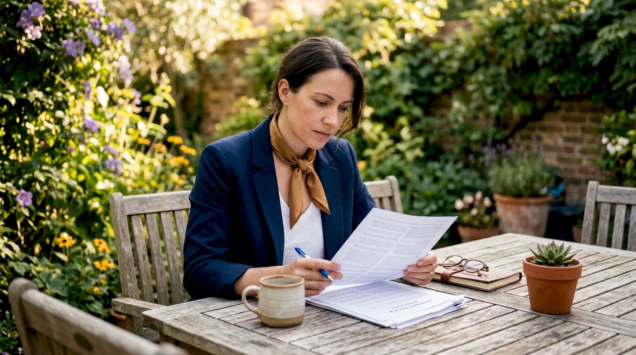 Business owner reviewing product liability insurance document