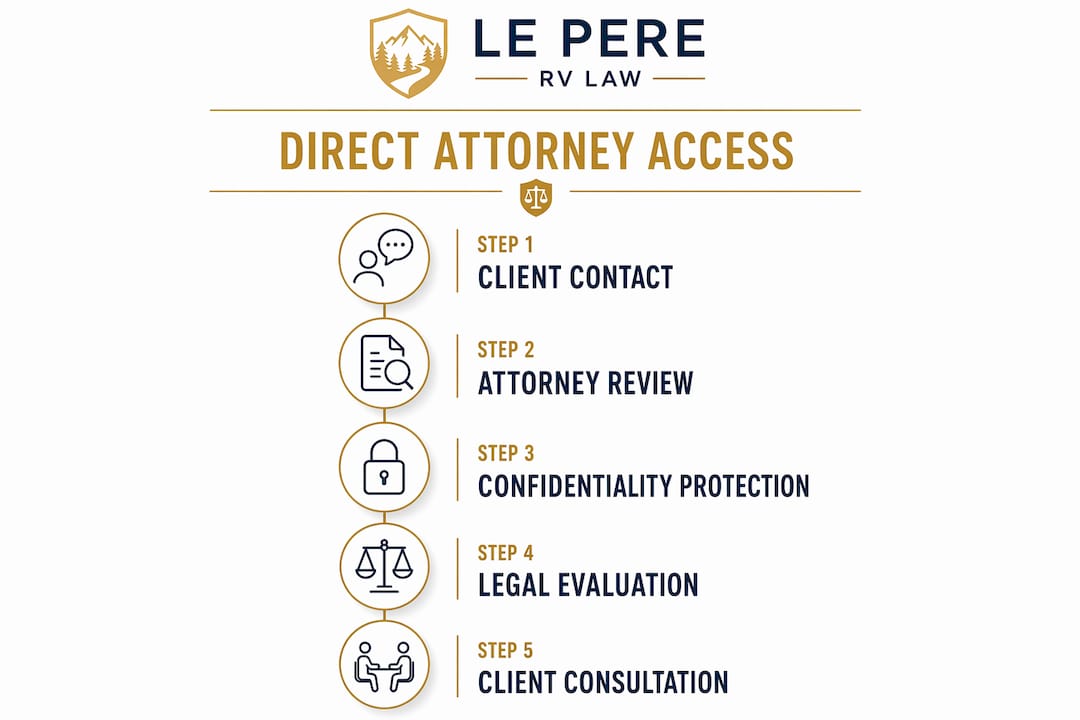 Infographic illustrating steps of direct attorney access