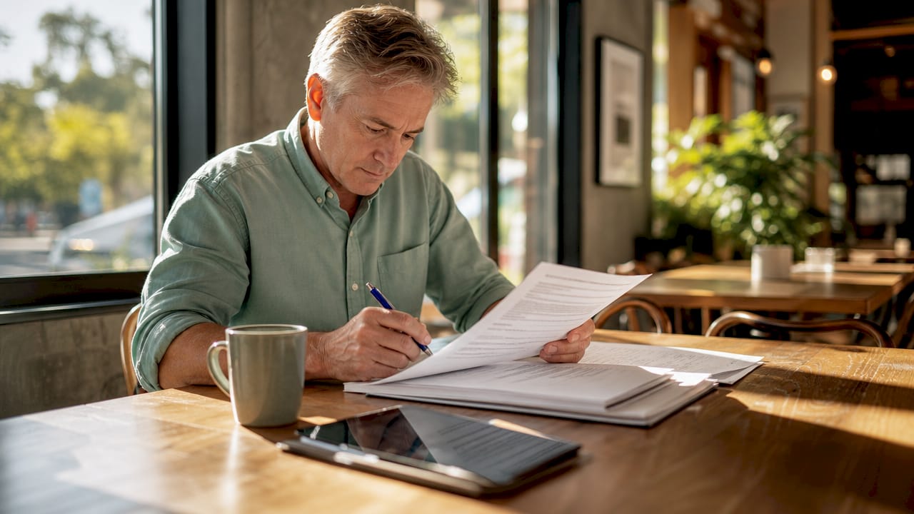 Man reviewing golf cart insurance papers