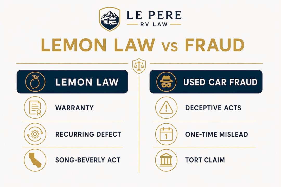 Infographic comparing lemon law and used car fraud in California
