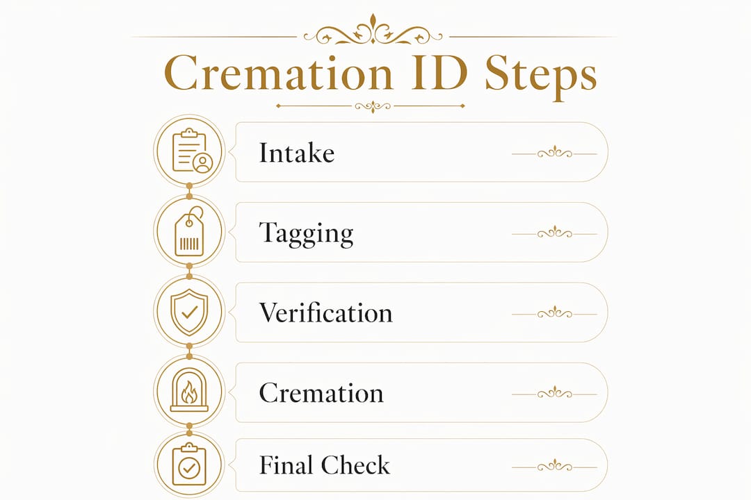 Infographic showing cremation identification steps