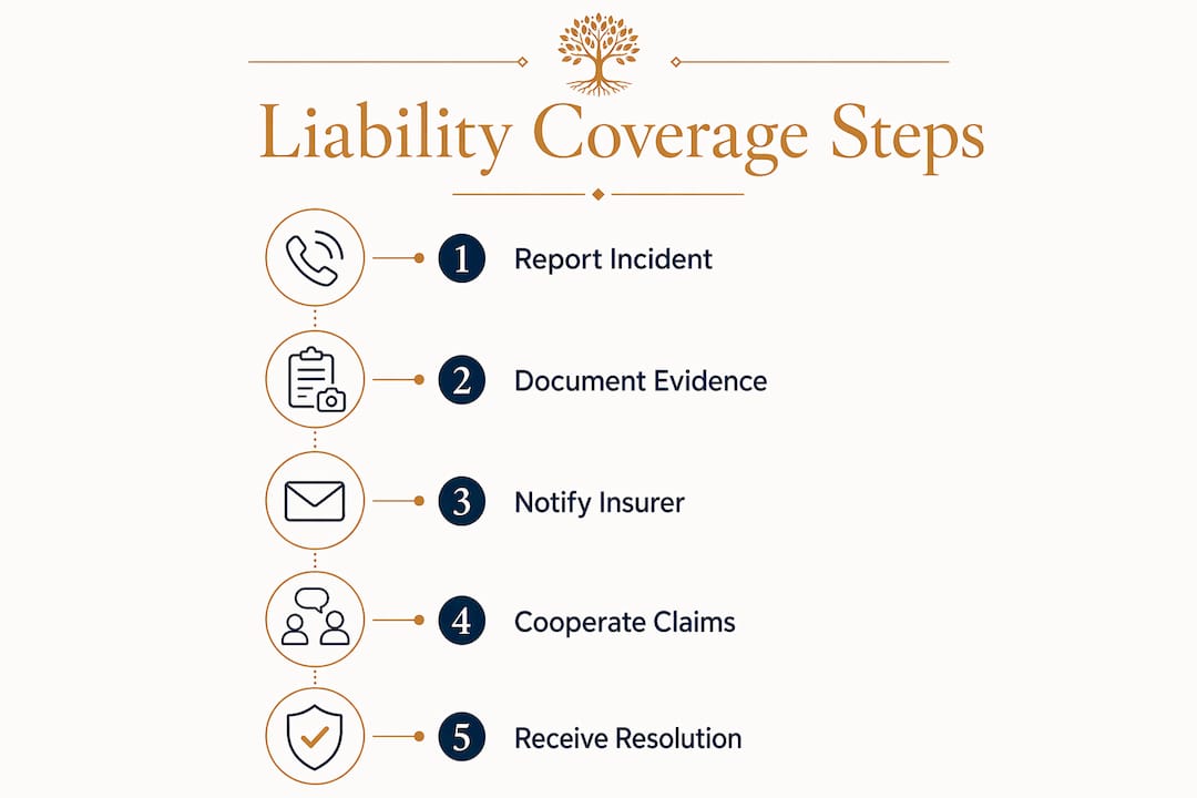Infographic outlining liability coverage claim steps