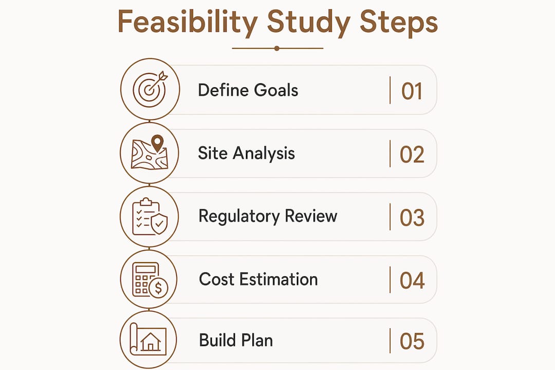 Infographic outlining backyard feasibility study steps