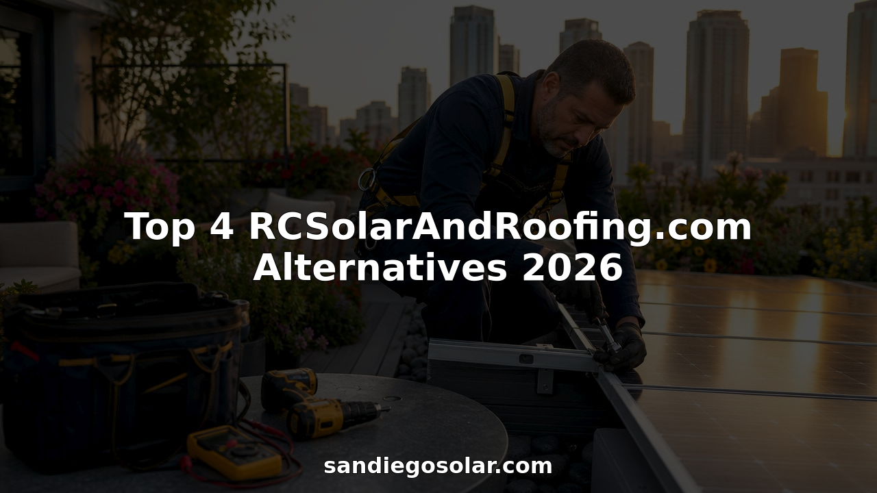 Technician installing solar panels on roof