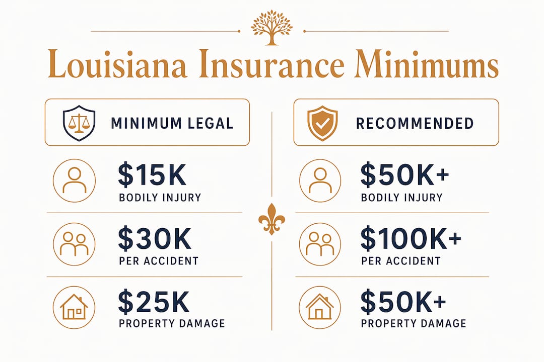 Infographic comparing legal and recommended insurance minimums