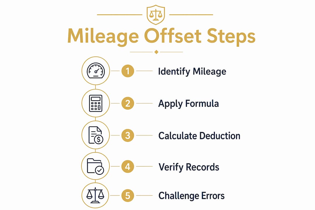 Infographic describing mileage offset calculation steps