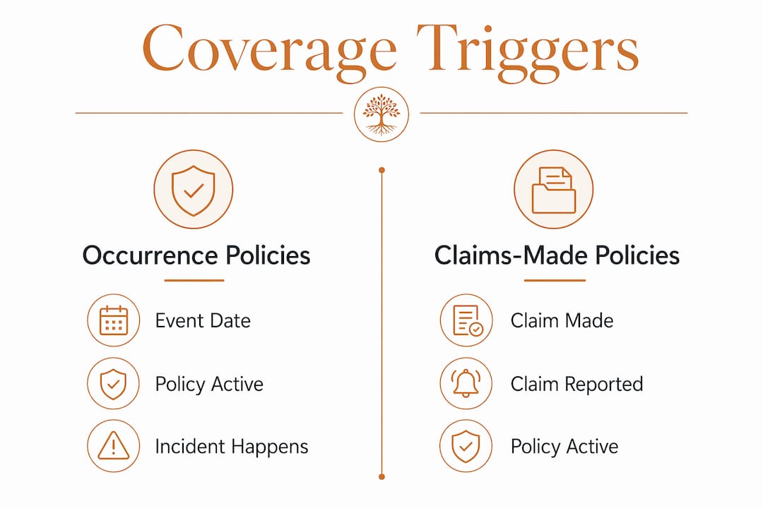 Infographic comparing occurrence and claims-made insurance policies