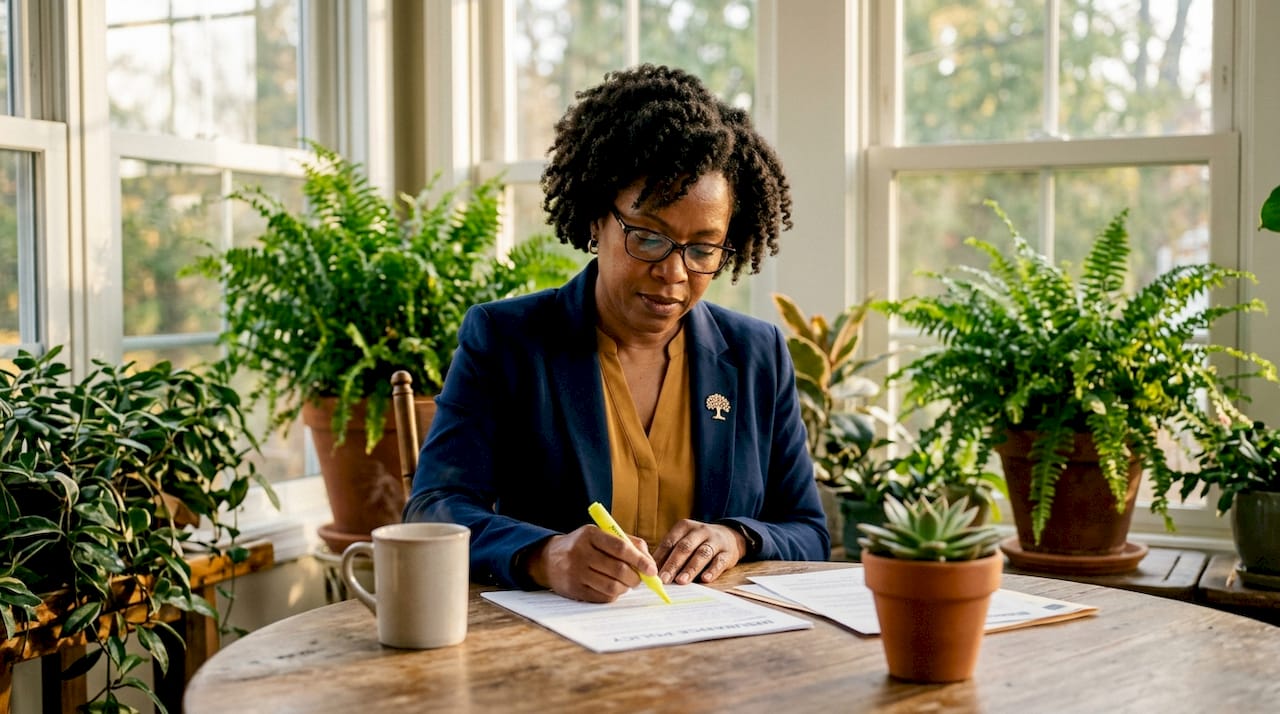 Insurance agent reviews Louisiana policy document
