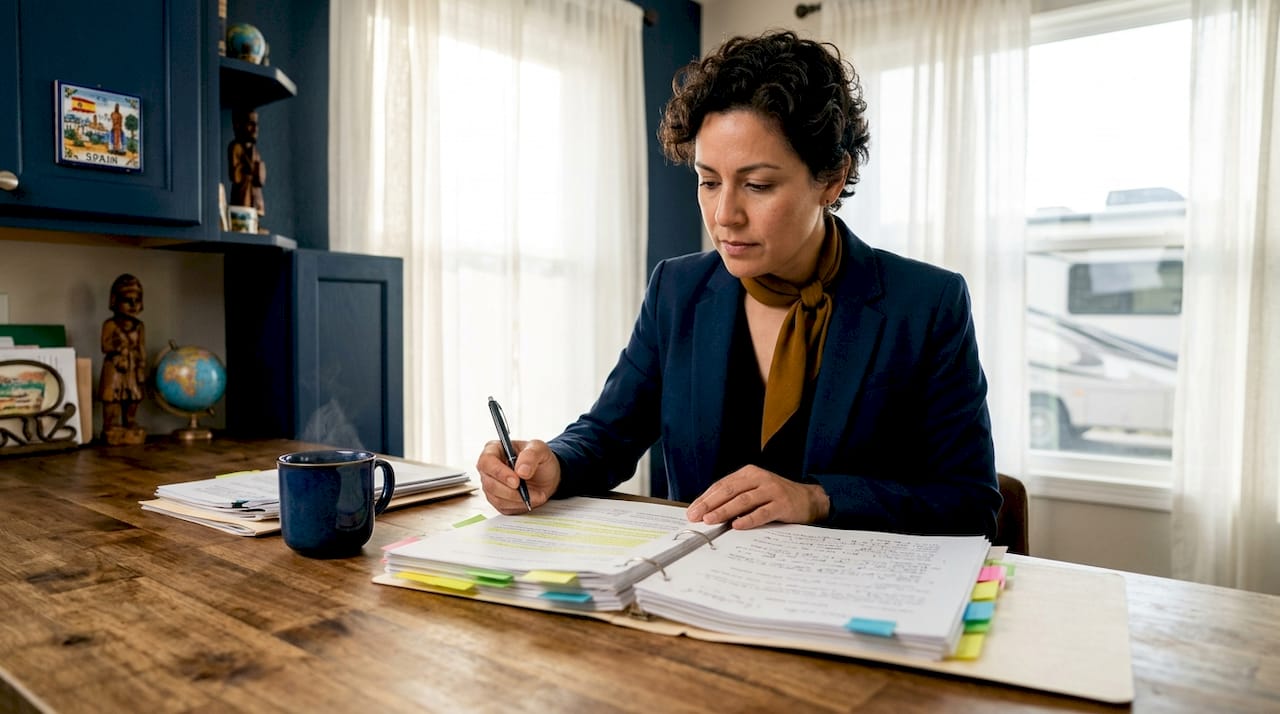 Lawyer reviewing lemon law case files