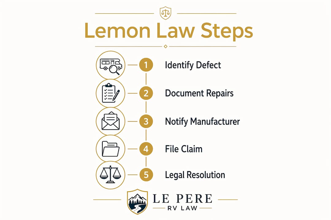 Infographic outlining lemon law claim steps for brake defects